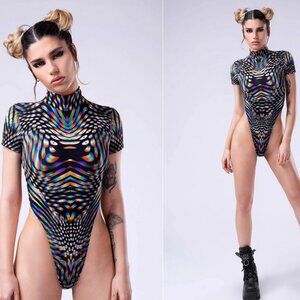 Badinka Pulsar Cutout Back Bodysuit - size MEDIUM